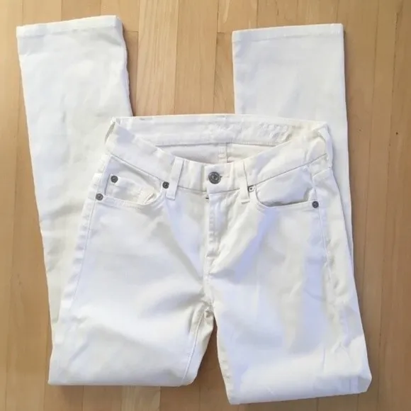 7 For All Mankind Kimmie Straight Leg White Jeans