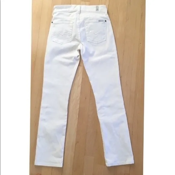 7 For All Mankind Kimmie Straight Leg White Jeans