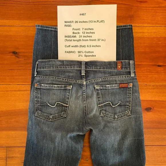 7 For All Mankind ‘straight leg’ Jeans Sz 25 EUC