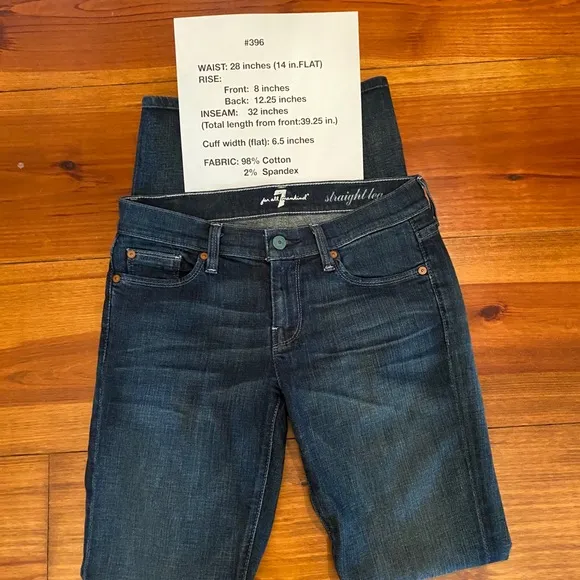 7 For All Mankind ‘straight leg’ Jeans Sz 25 EUC