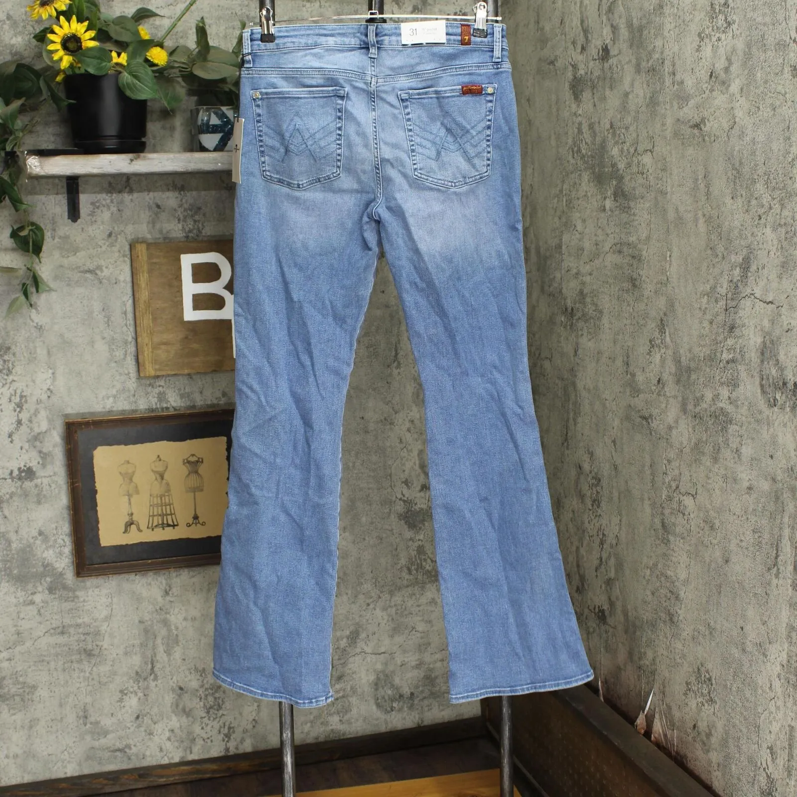 7 For All Mankind Womens Solid Flare-Leg Denim Jeans 7R052330