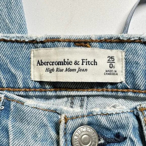 Abercrombie &amp; Fitch High Rise Mom Jean Light Blue Wash Women 25/0s