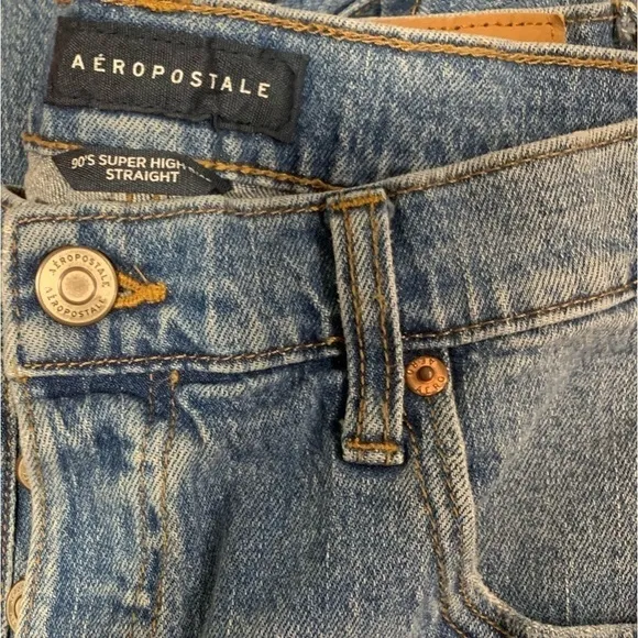 Aero 90's Super High Rise Straight Button Fly Jeans 12