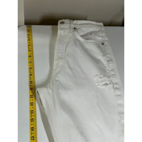 Agolde Jeans Womens 25 White Out 90s Fit Button Fly Destroyed 100% Cotton Summer