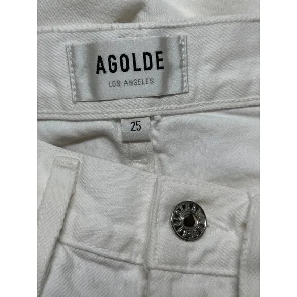 Agolde Jeans Womens 25 White Out 90s Fit Button Fly Destroyed 100% Cotton Summer