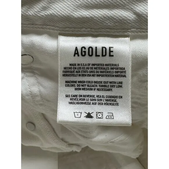 Agolde Jeans Womens 25 White Out 90s Fit Button Fly Destroyed 100% Cotton Summer