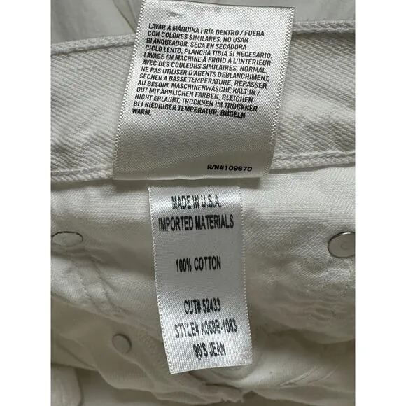 Agolde Jeans Womens 25 White Out 90s Fit Button Fly Destroyed 100% Cotton Summer