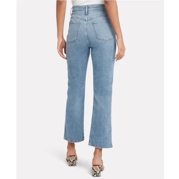 AGOLDE Pinch Waist Straight Jeans High Rise Cut Off Raw Hem Light Divide Wash 24