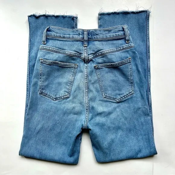 AGOLDE Pinch Waist Straight Jeans High Rise Cut Off Raw Hem Light Divide Wash 24