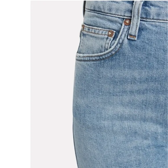 AGOLDE Pinch Waist Straight Jeans High Rise Cut Off Raw Hem Light Divide Wash 24