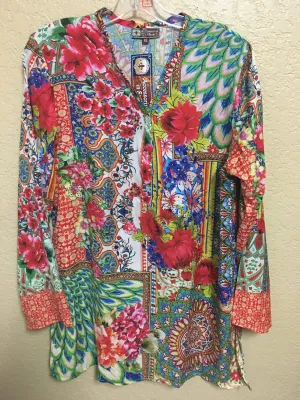 AIS Exclusive Cheri Signature Style Deep V-Neck - Peacock