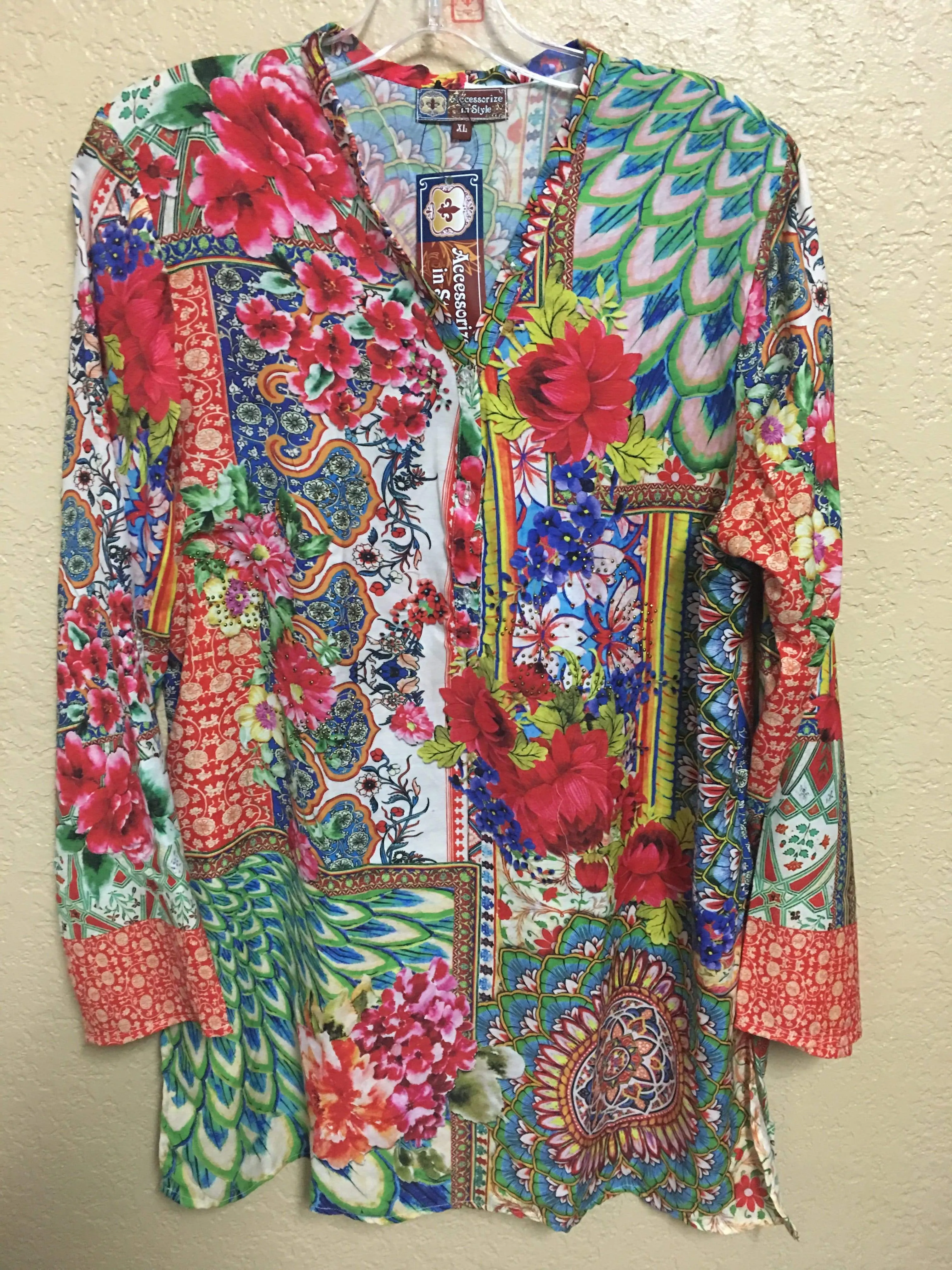 AIS Exclusive Cheri Signature Style Deep V-Neck - Peacock