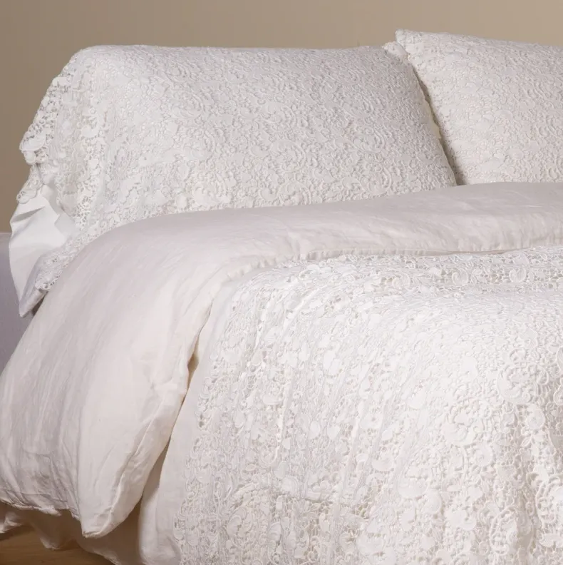 Allora Lace Pillowcase - White - King