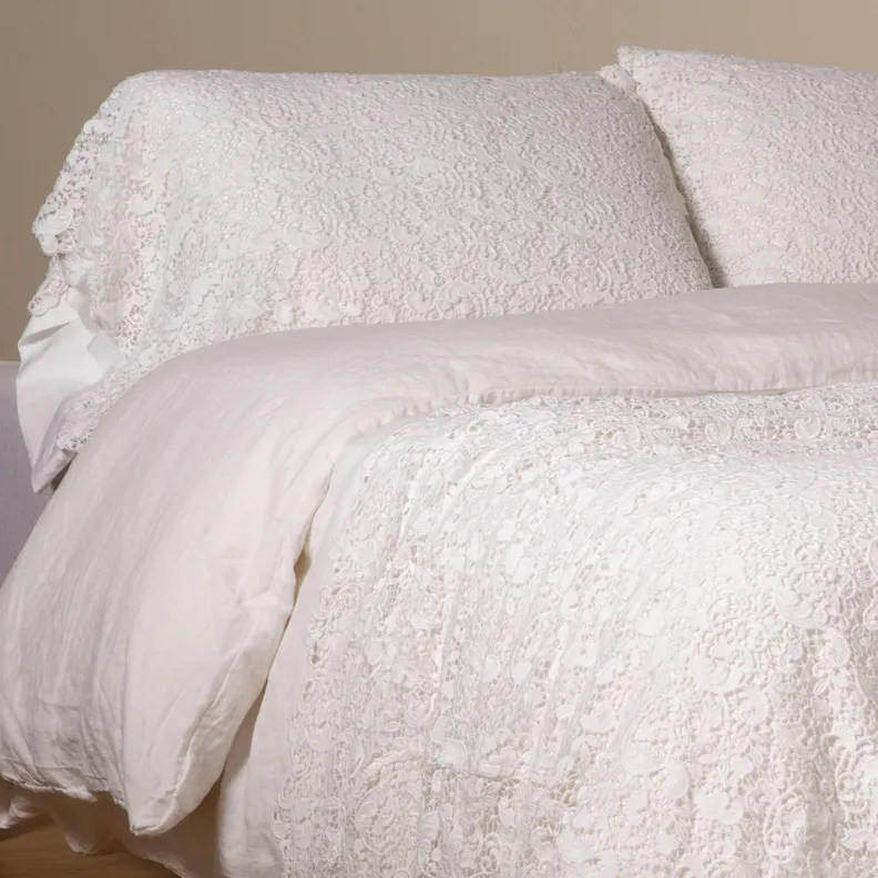 Allora Lace Pillowcase - White - Standard
