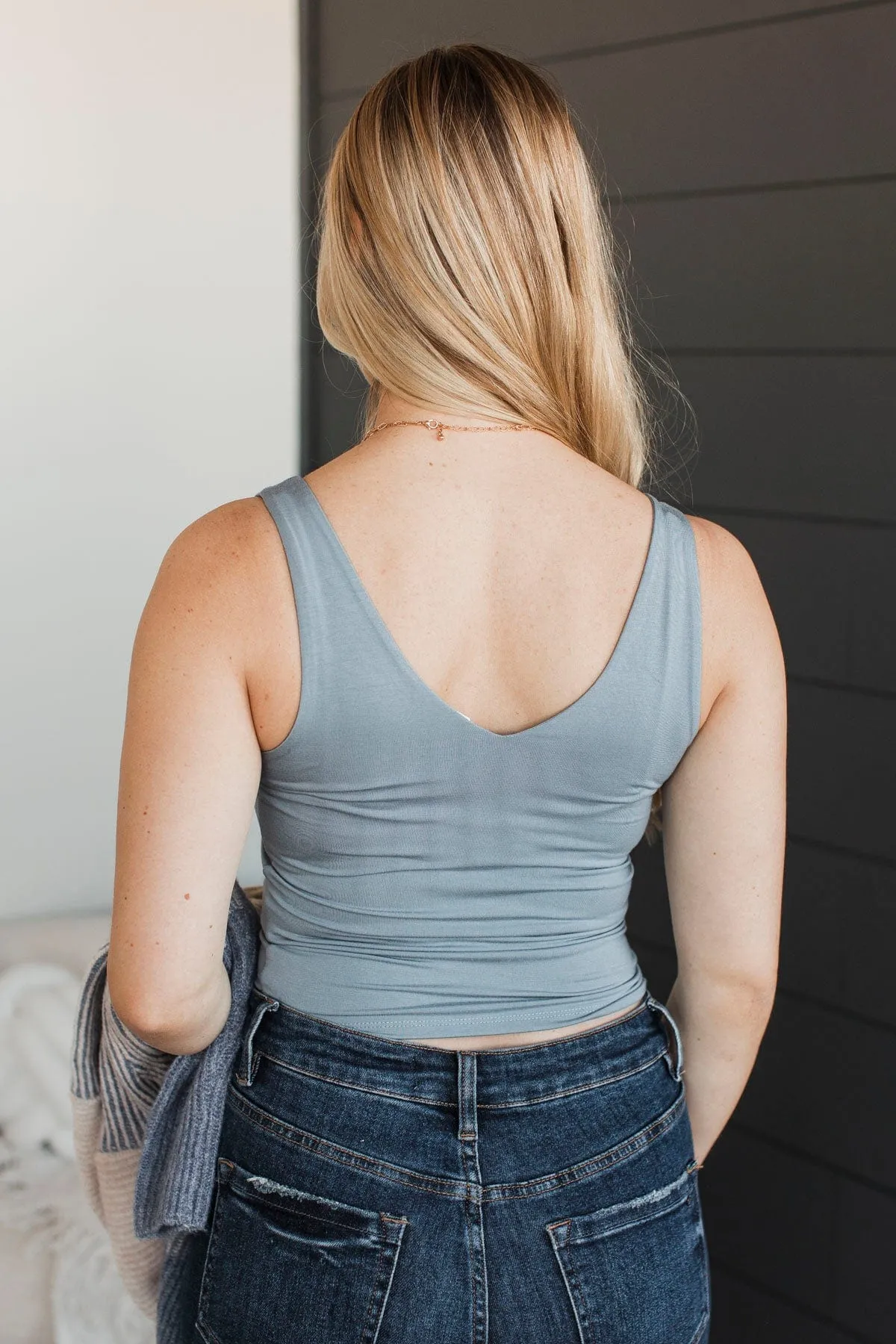 Always Together V-Neck Tank Top- Slate Blue