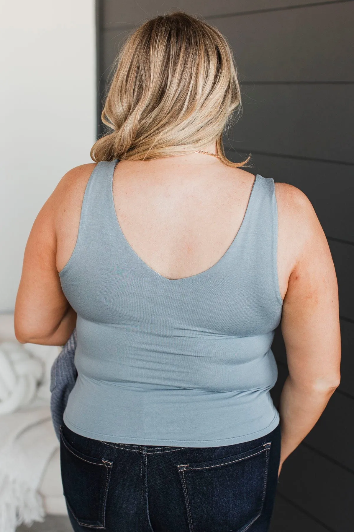Always Together V-Neck Tank Top- Slate Blue
