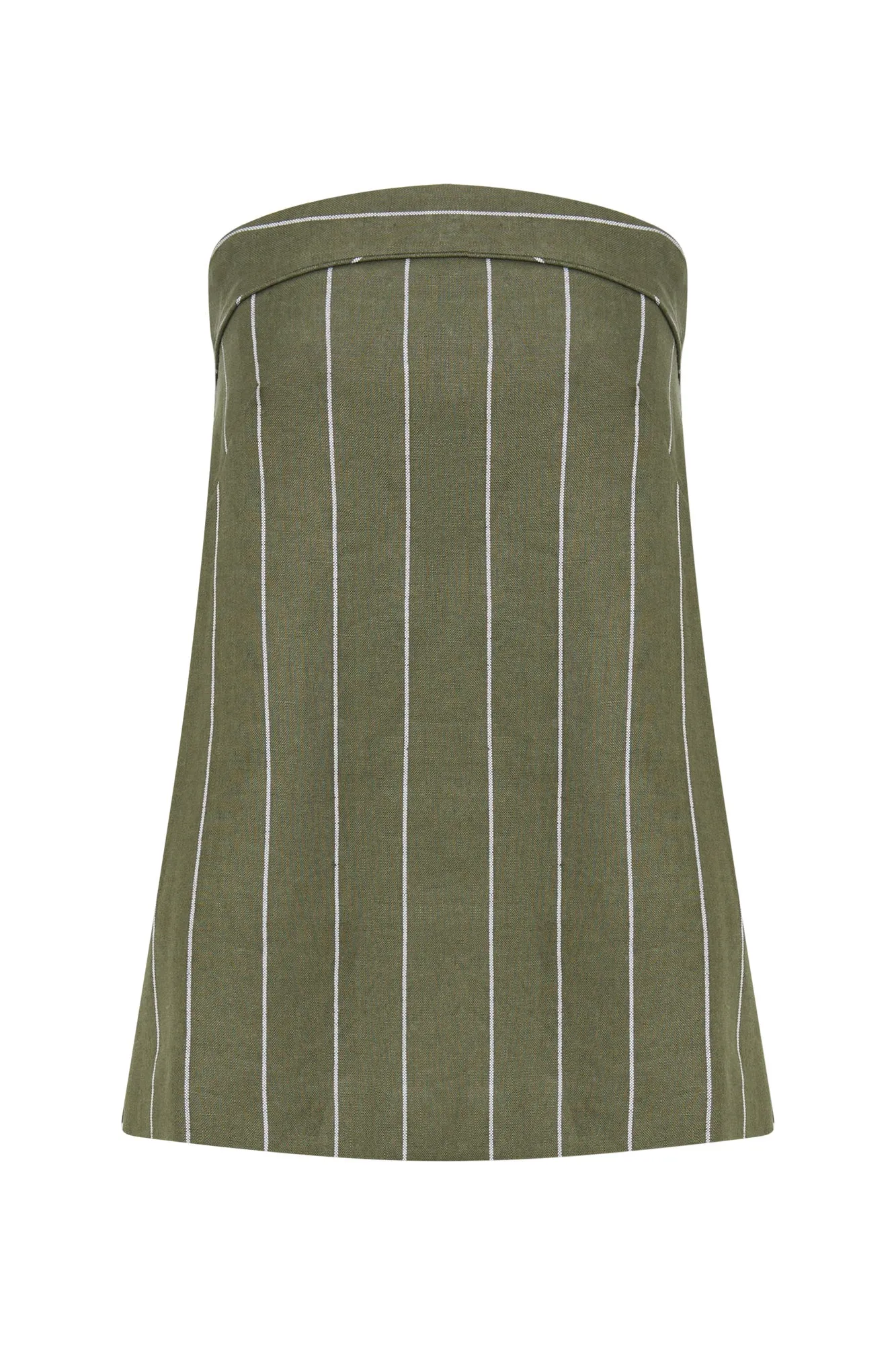 Anamika Strapless Top - Olive Milk Pinstripe