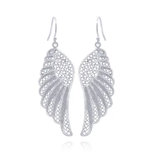ANGEL SILVER LARGE WING EARRINGS FILIGREE