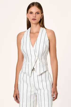 Aurelia Vest - Milk Black Pinstripe