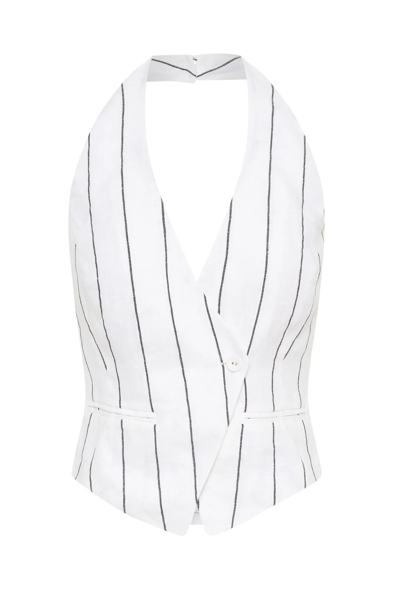 Aurelia Vest - Milk Black Pinstripe