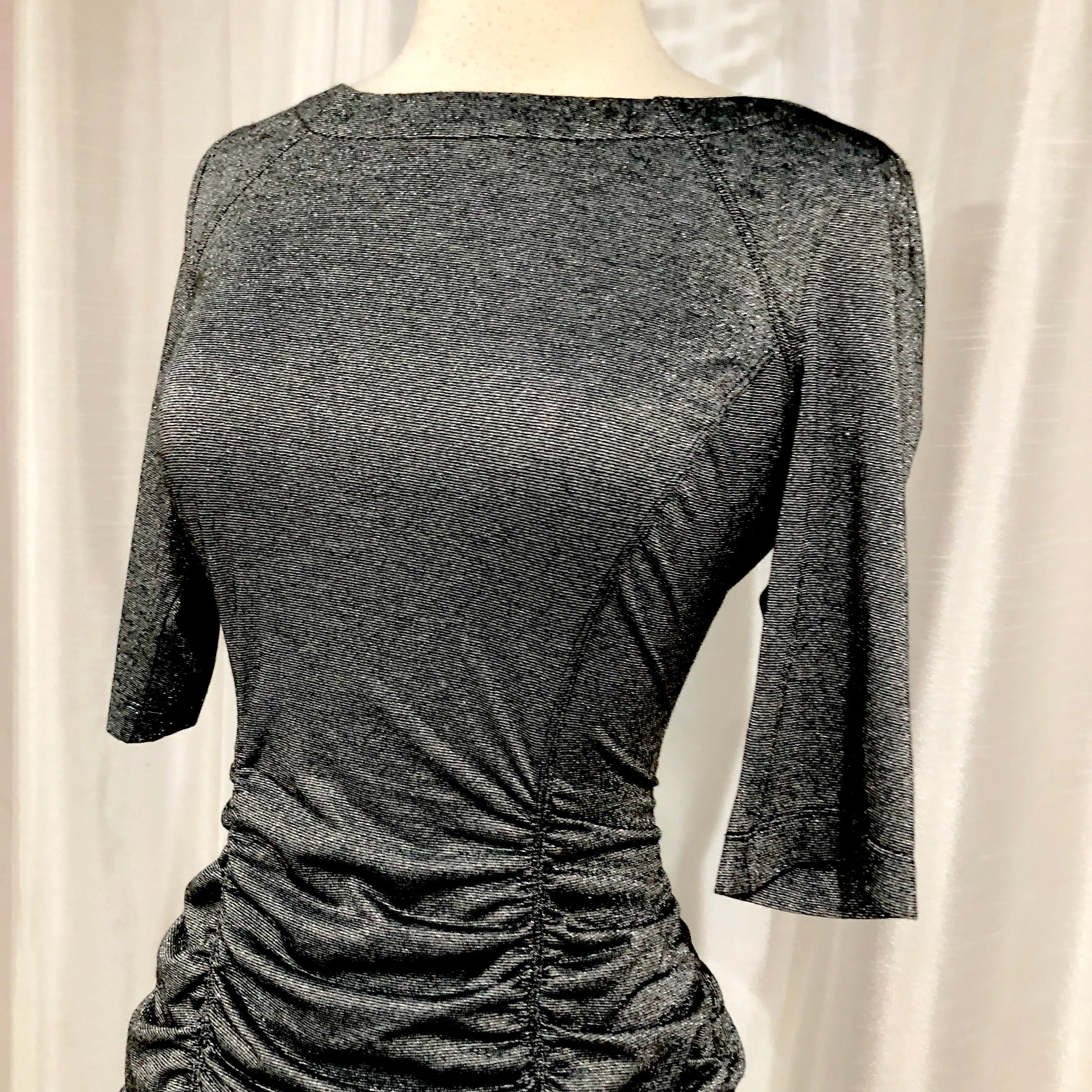 BCBG Short Dark Silver Form Fitting Gown Size M NWT