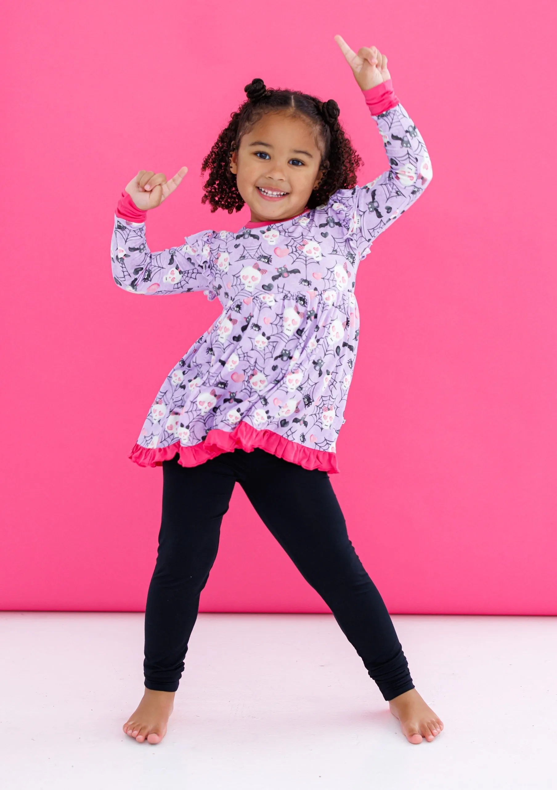 Birdie Bean Halloween Carrie Skeletons Glow-in-the-Dark Kids Peplum Set
