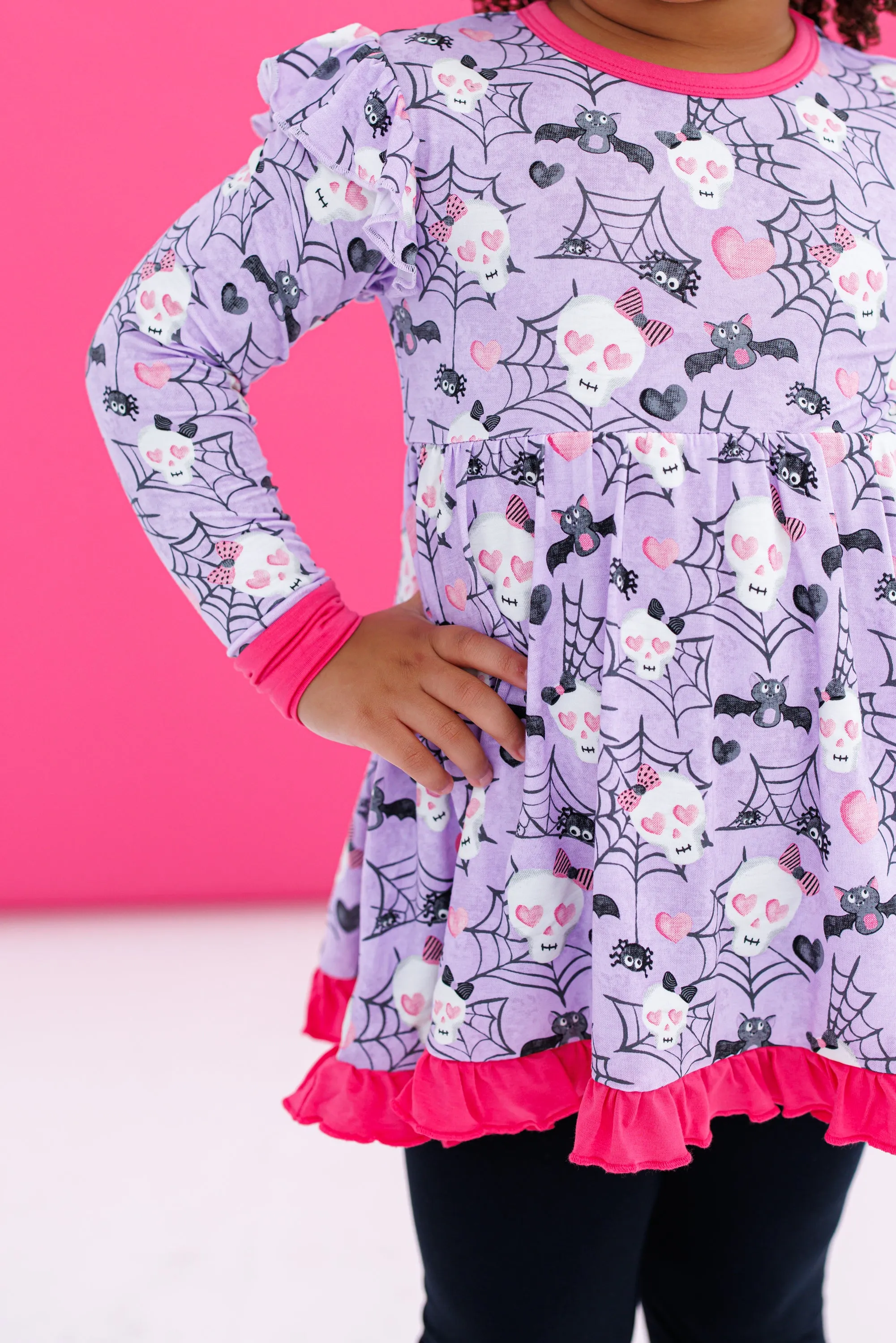 Birdie Bean Halloween Carrie Skeletons Glow-in-the-Dark Kids Peplum Set