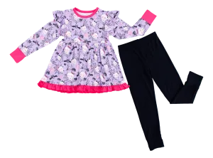 Birdie Bean Halloween Carrie Skeletons Glow-in-the-Dark Kids Peplum Set