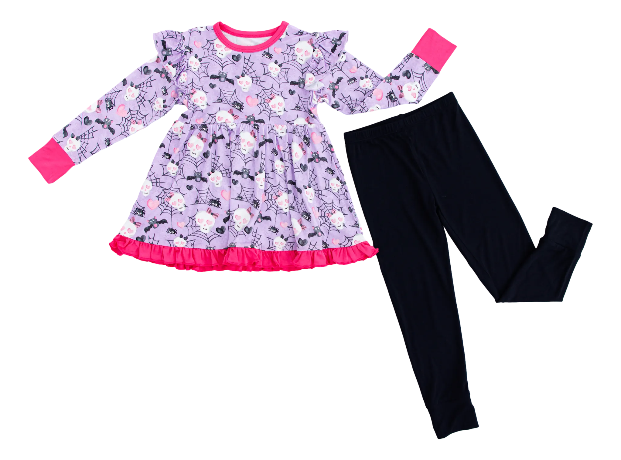 Birdie Bean Halloween Carrie Skeletons Glow-in-the-Dark Kids Peplum Set
