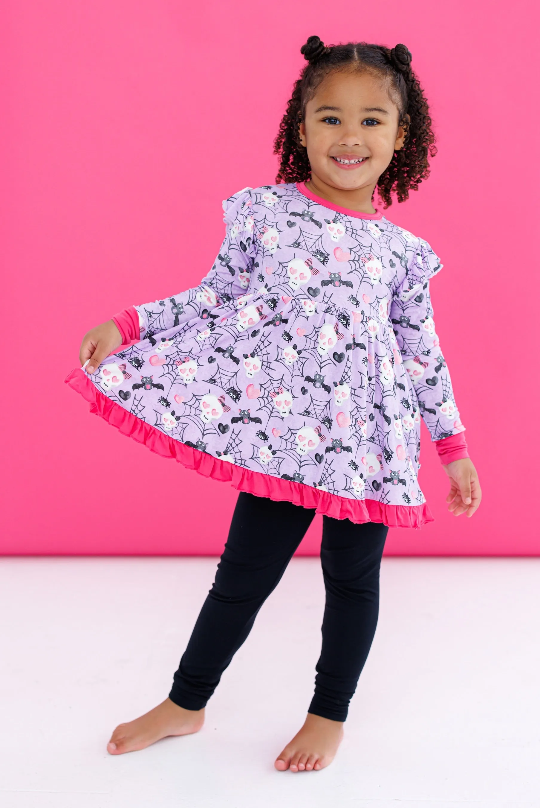 Birdie Bean Halloween Carrie Skeletons Glow-in-the-Dark Kids Peplum Set