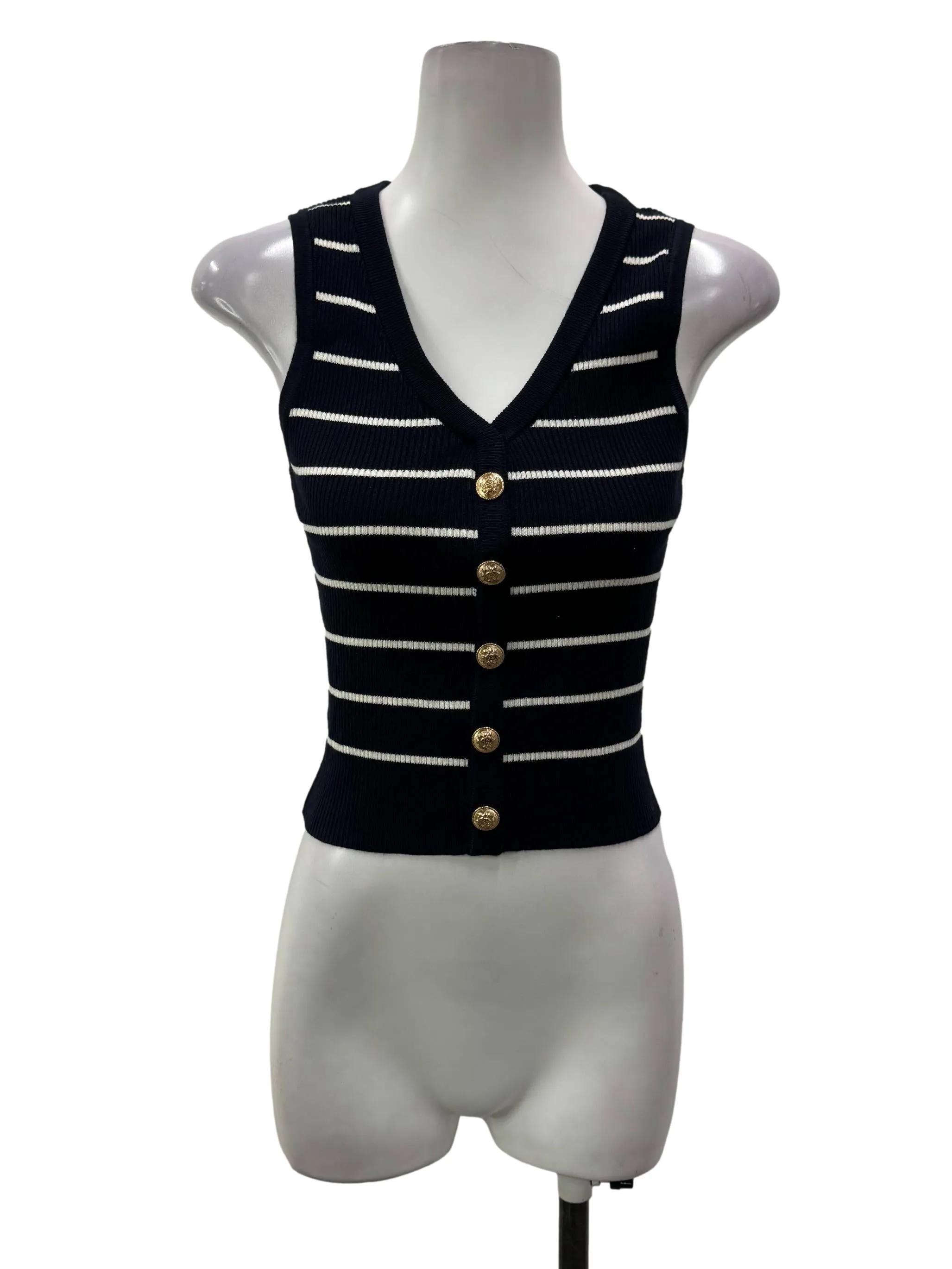 Black Knitted V Top
