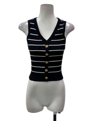 Black Knitted V Top