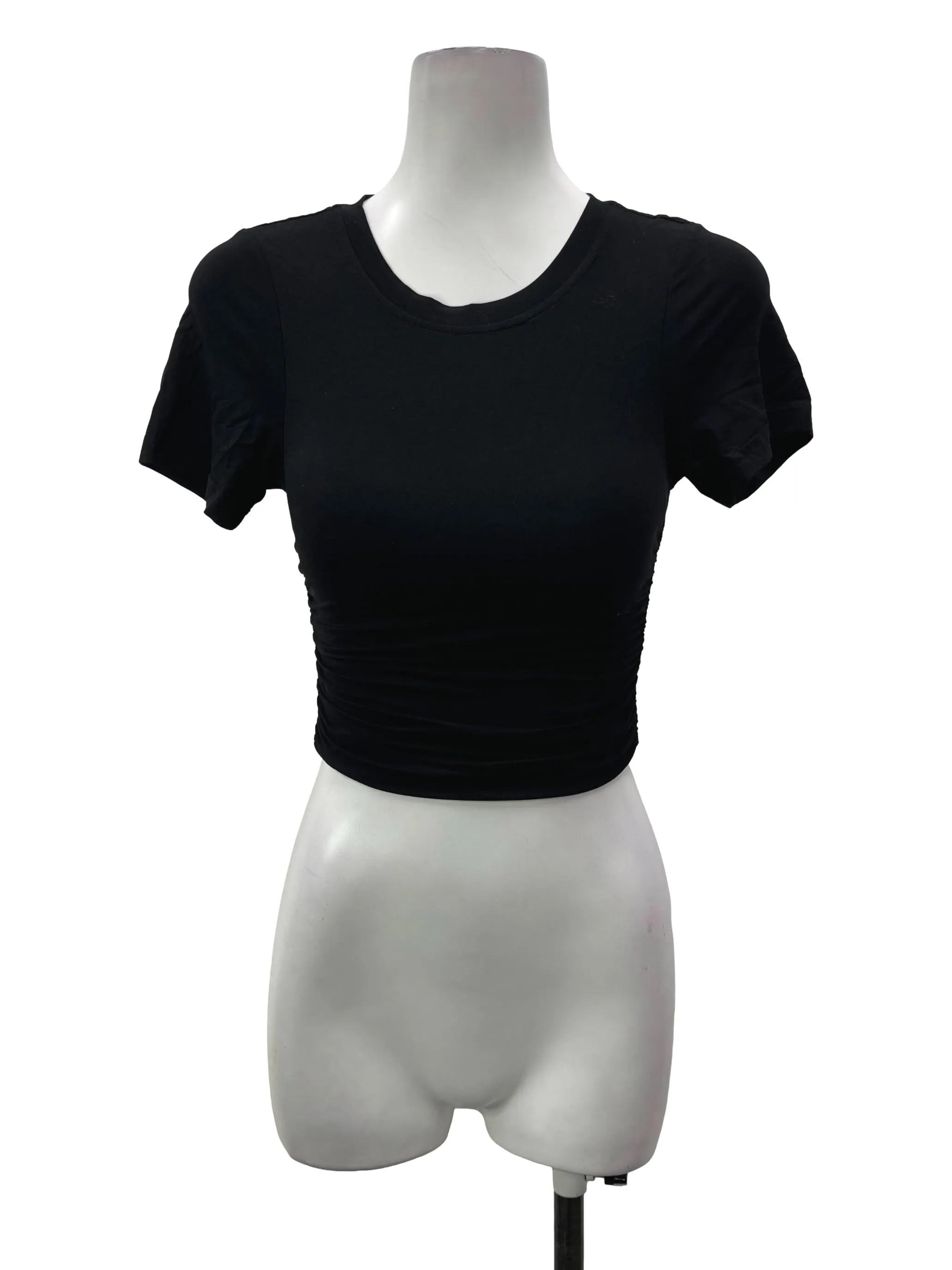 Black Side Ruched Padded Tee