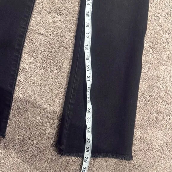 Black Flare Wide Leg Jeans with Distressing super stretchy risen brand