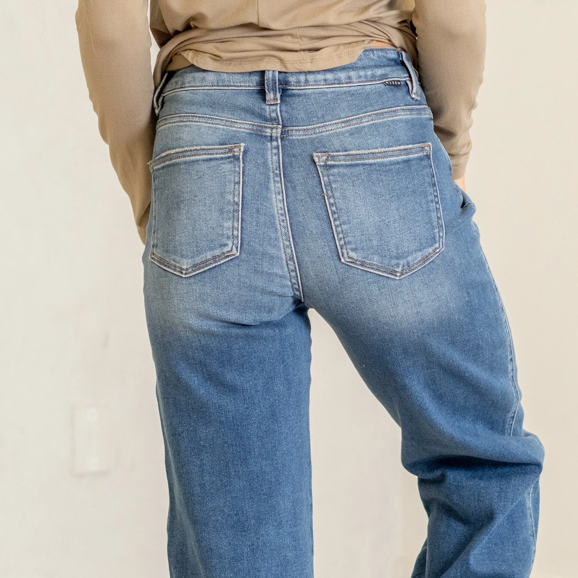 Bloom & Blue High Rise Tummy Control Top Baggy Jeans Regular & Plus Sizes