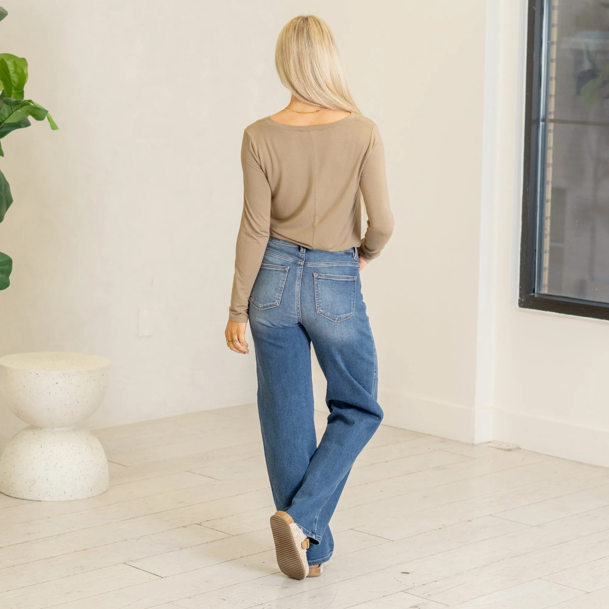 Bloom & Blue High Rise Tummy Control Top Baggy Jeans Regular & Plus Sizes