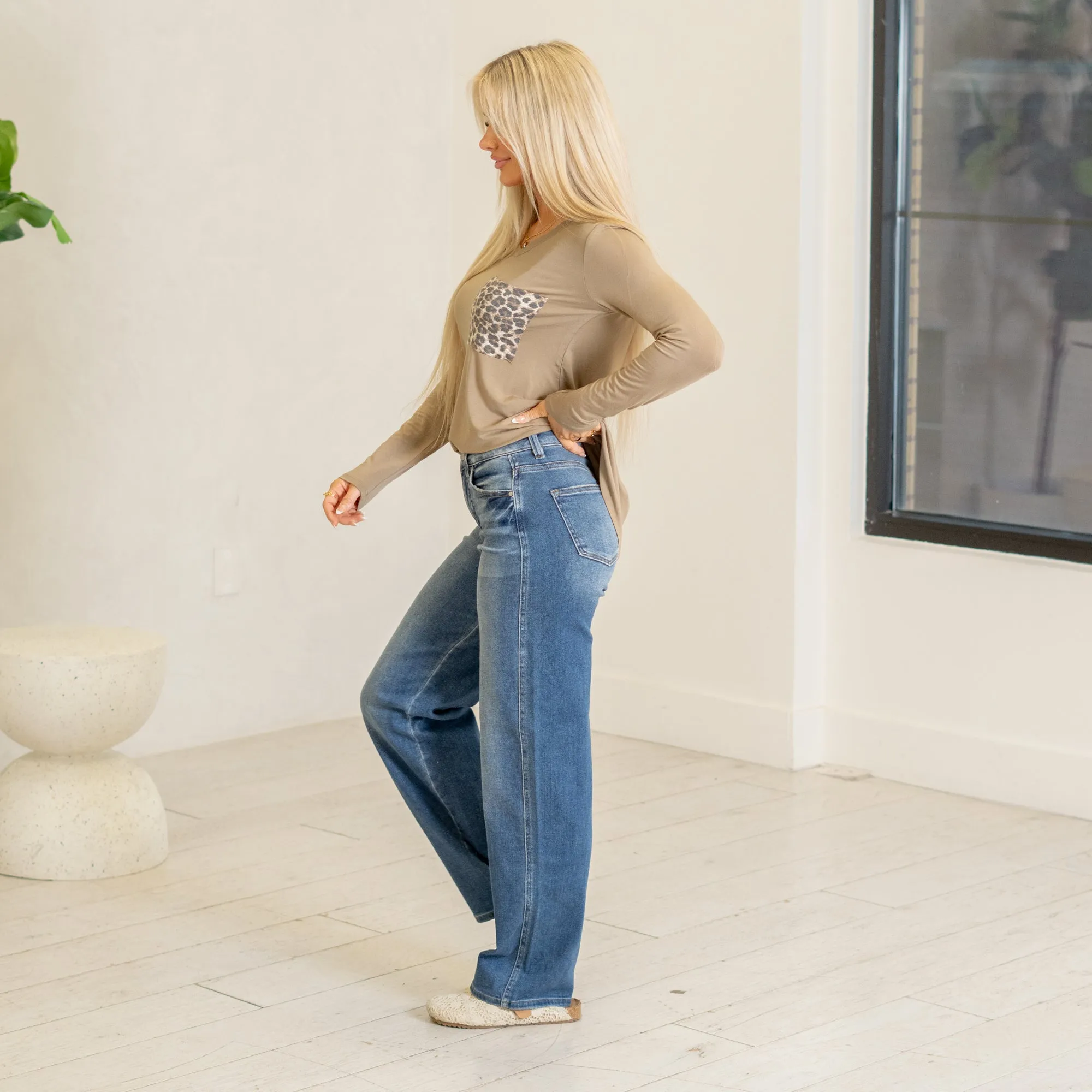 Bloom & Blue High Rise Tummy Control Top Baggy Jeans Regular & Plus Sizes