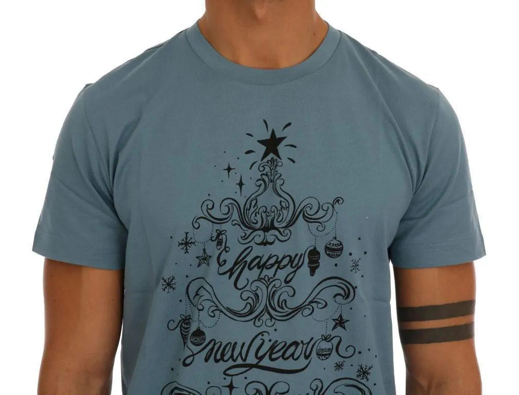 Blue Cotton 2017 Motive Print T-Shirt