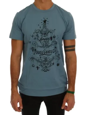 Blue Cotton 2017 Motive Print T-Shirt