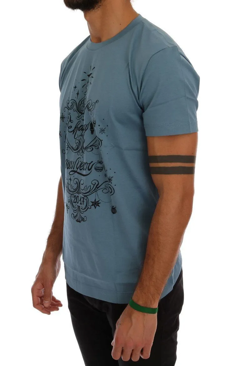 Blue Cotton 2017 Motive Print T-Shirt