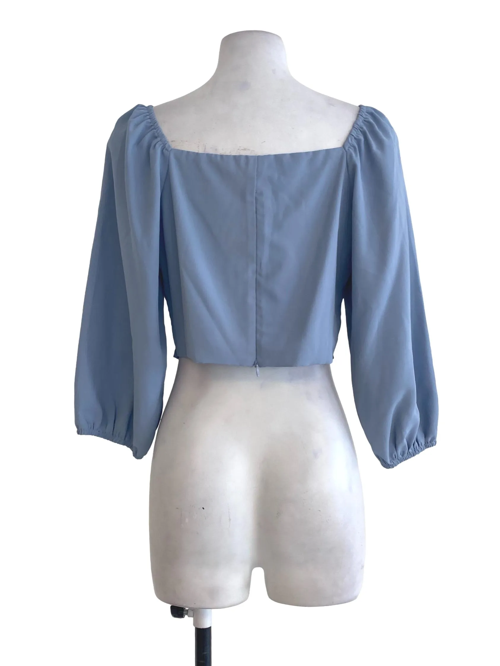Blue V Neck Blouse