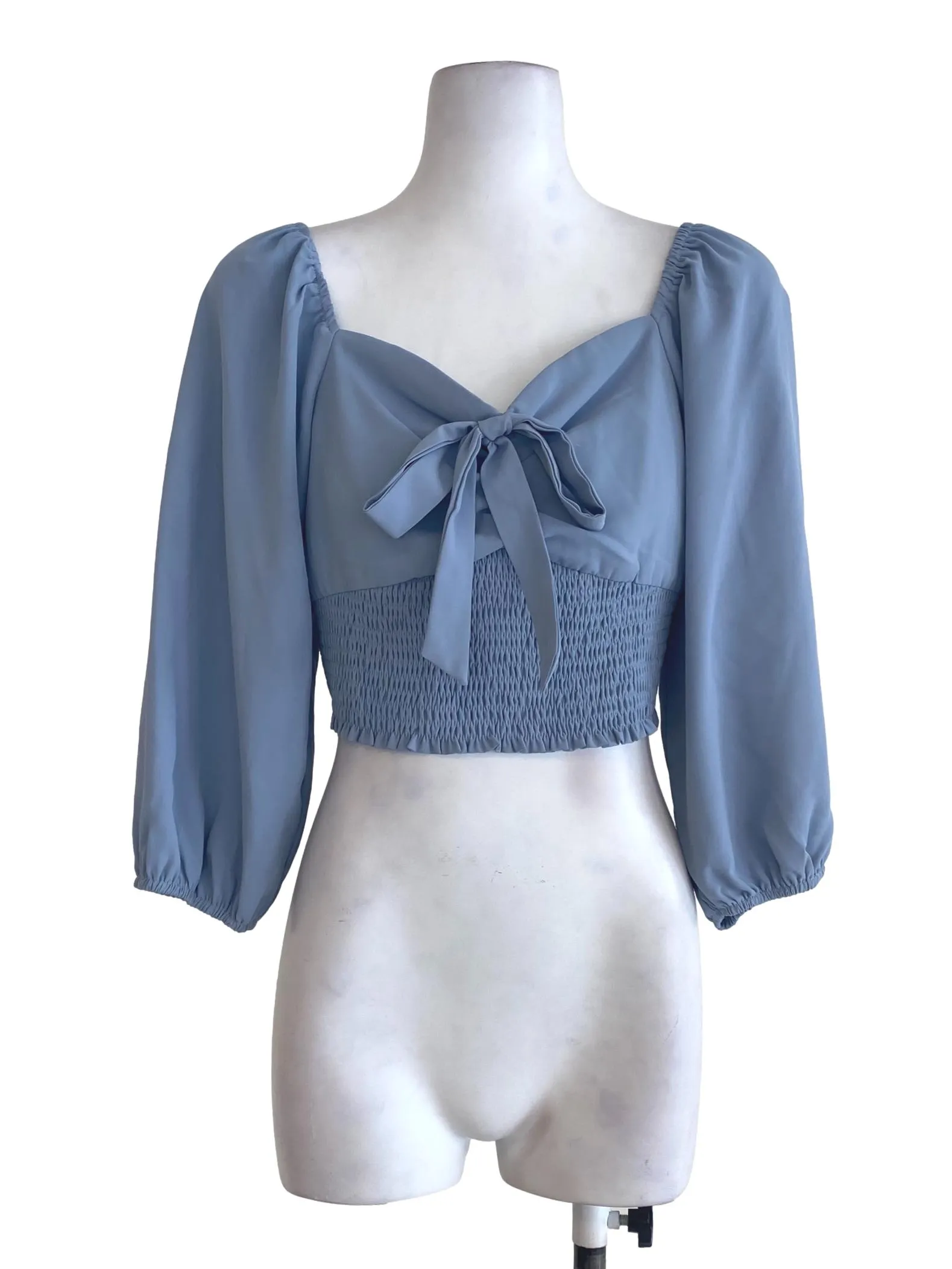 Blue V Neck Blouse