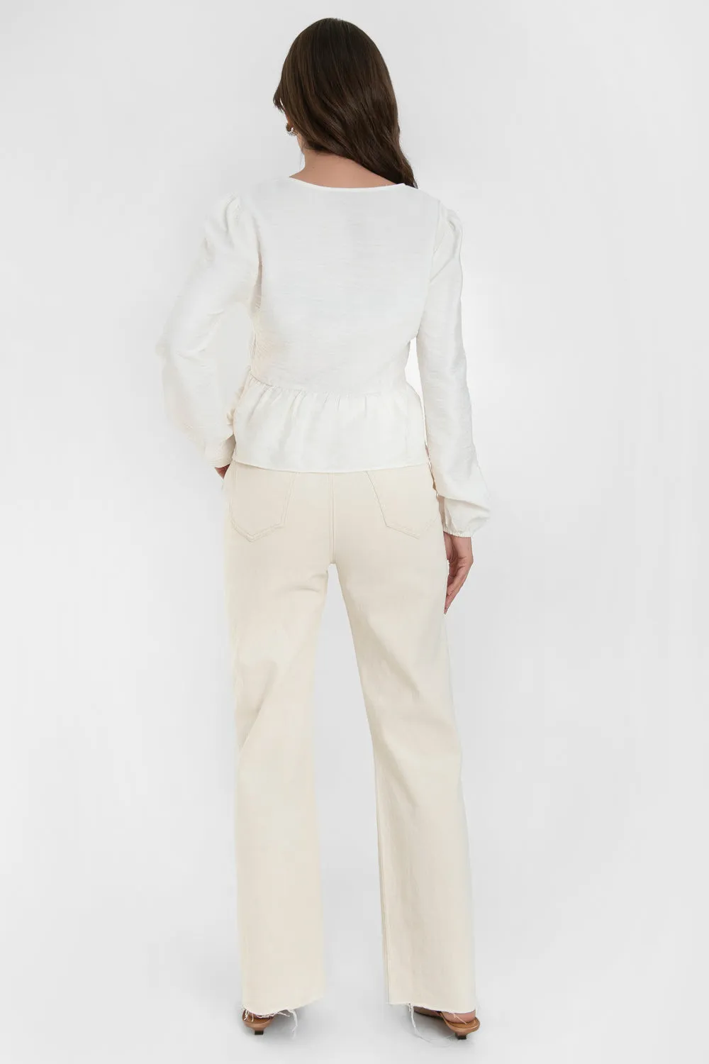 Blusa manga larga escote lazos