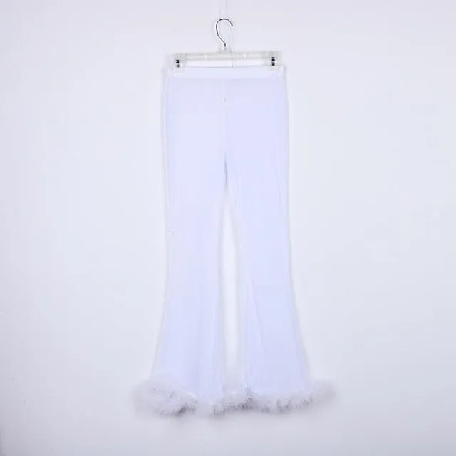 Bold and Beautiful Sheer Fluffy Crop Top And Pants