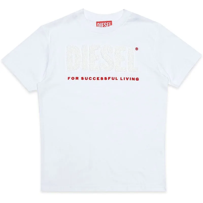 Boys White Living Print T-Shirt