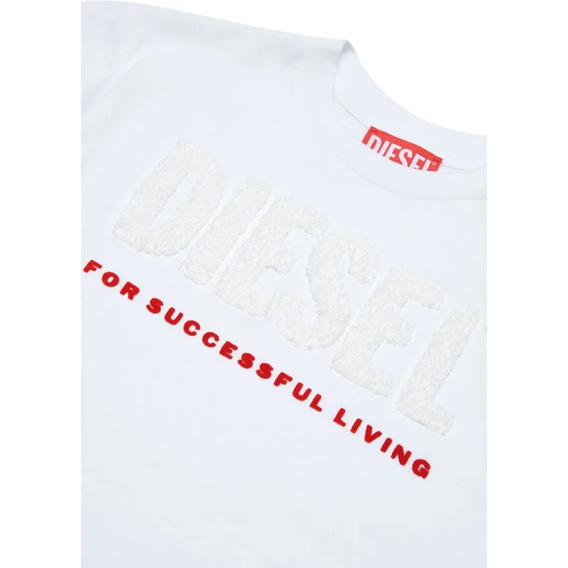 Boys White Living Print T-Shirt