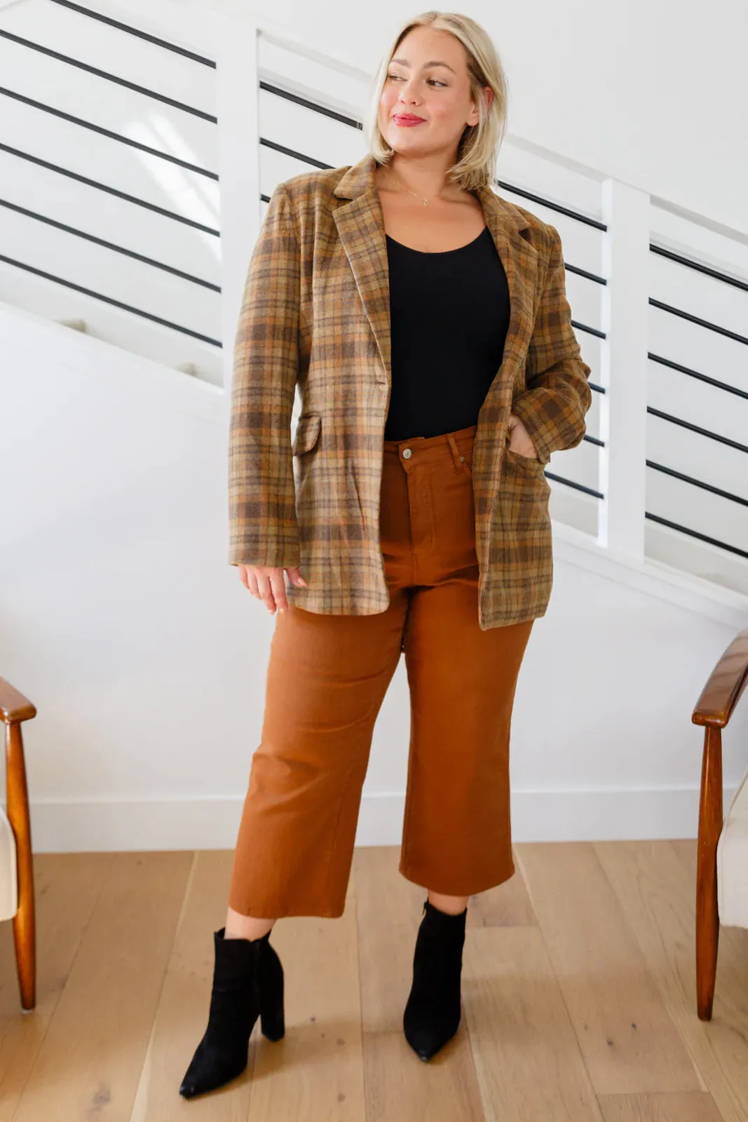 Briar High Rise Control Top Wide Leg Crop Jeans in Camel