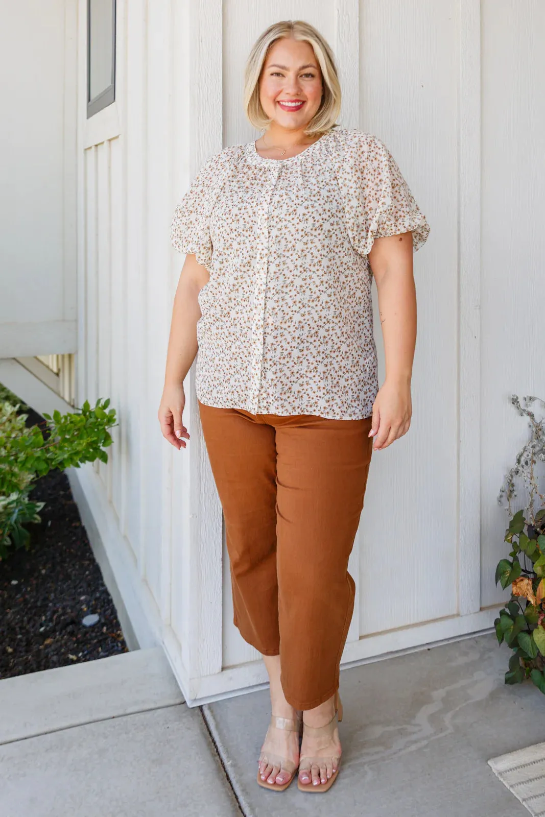 Briar High Rise Control Top Wide Leg Crop Jeans in Camel