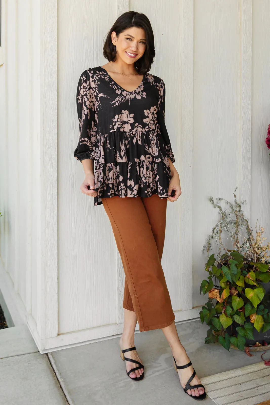 Briar High Rise Control Top Wide Leg Crop Jeans in Camel