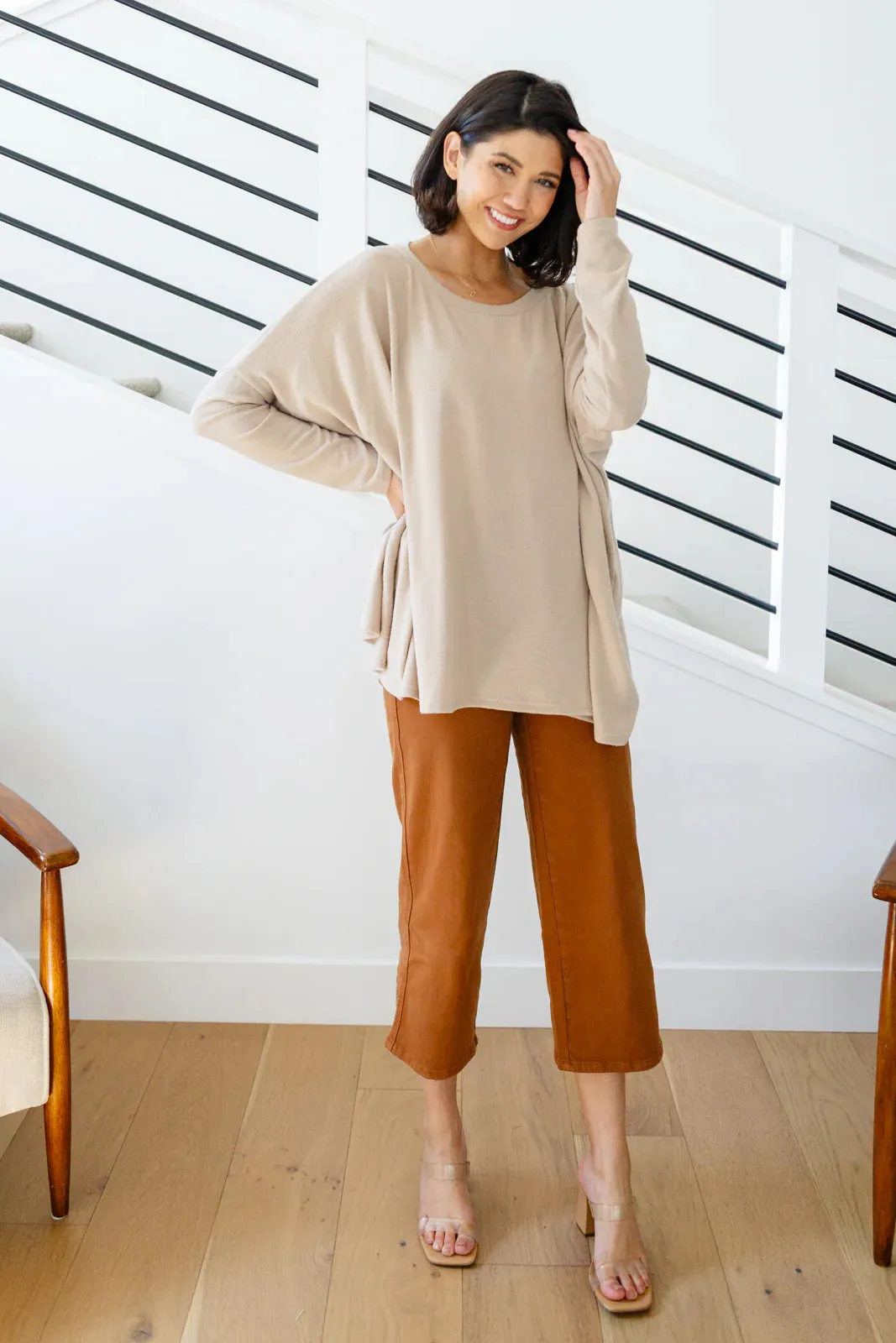 Briar High Rise Control Top Wide Leg Crop Jeans in Camel